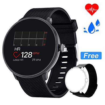 Bebinca Blood Pressure Smart Watch Fitness Activity Tracker Heart Rate Sleep Monitor IP67 Waterproof Bluetooth Pedometer Steps Calorie Counter Women Men