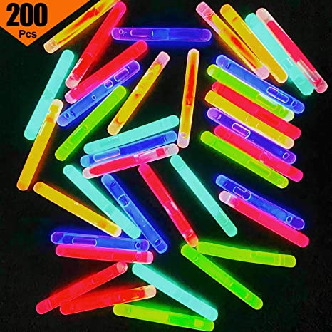 GIFTEXPRESS 200 Pcs 1.5" Mini Glow Sticks Assorted Colors, Bulk Mini Glow in the Dark Sticks for Easter Eggs Filler, Easter Basket Stuffers, Night Egg Hunts, Fishing Floats, Halloween Party, Christmas Decorations, Camping Trips