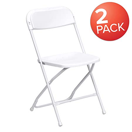 Flash Furniture 2 Pk. HERCULES Series 650 lb. Capacity Premium White Plastic Folding Chair