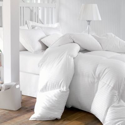 QUEEN Size 1200 Thread-Count Siberian GOOSE DOWN Comforter, 100% Egyptian Cotton, White Stripe, 750FP & 50Oz