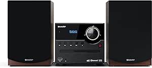 SHARP XL-B517D(BR) Microchain Sound System Stereo with DAB Radio, DAB , FM, Bluetooth, CD-MP3, USB Playback, Wooden Speakers and 45W Brown