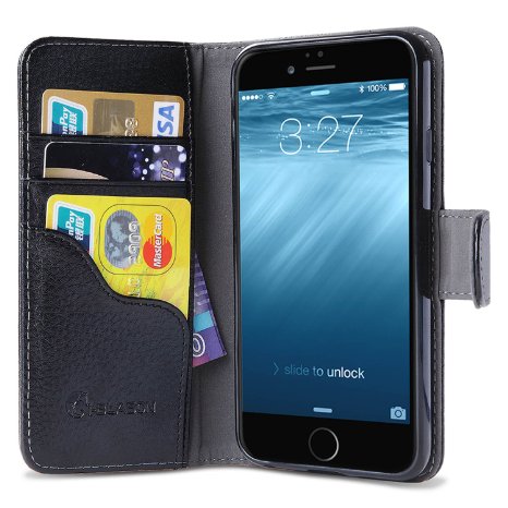 iPhone 6s Plus Case Wallet Case i-Blason KickStand Apple iPhone 6 Plus Case 55 Inch Leather Cover with Credit Card ID Holders Black