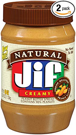Jif Natural Creamy Peanut Butter Spread, 40-Ounce (Pack of 2)