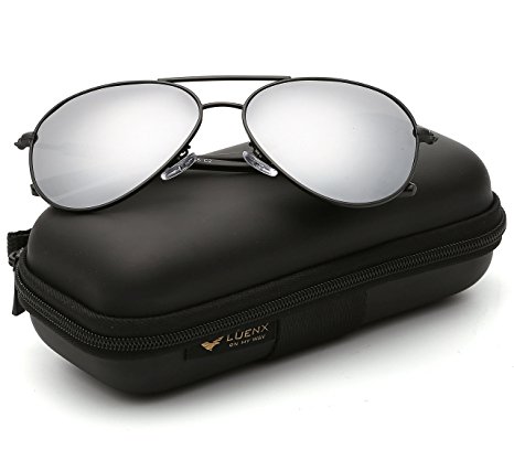LUENX Sunglasses Aviator Polarized for Men & Women with Eyeglasses Case - UV 400