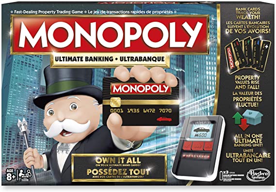 Monopoly Game: Ultimate Banking Edition Board Game, Electronic Banking Unit, Game for Families and Kids Ages 8 and Up