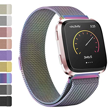 iGK Milanese Replacement Bands Compatible for Fitbit Versa, Stainless Steel Milanese Loop Metal Mesh Bracelet Unique Magnet Lock Wristbands