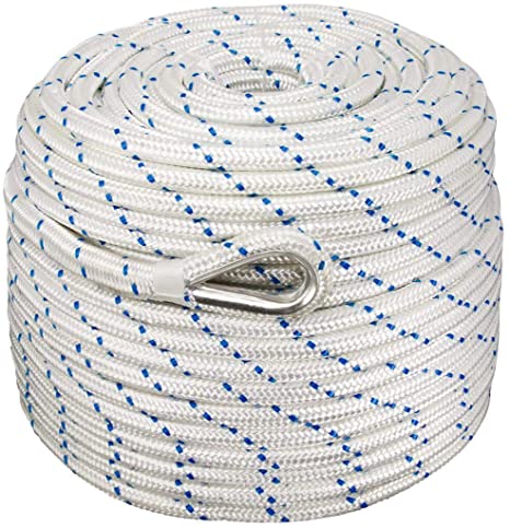Norestar Double Braided Nylon Anchor Rope/Line with Thimble, Boat Rode