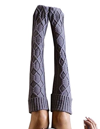 Women Cable Knit Extra Long Boot Socks Over Knee Thigh Stocking