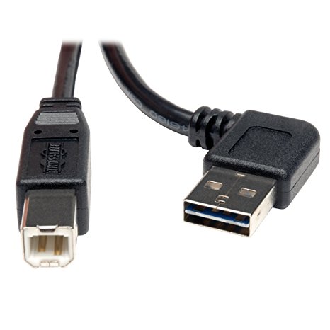 Tripp Lite Universal Reversible USB 2.0 Hi-Speed Cable (Right / Left Angle Reversible A to B M/M) 3-ft.(UR022-003-RA)