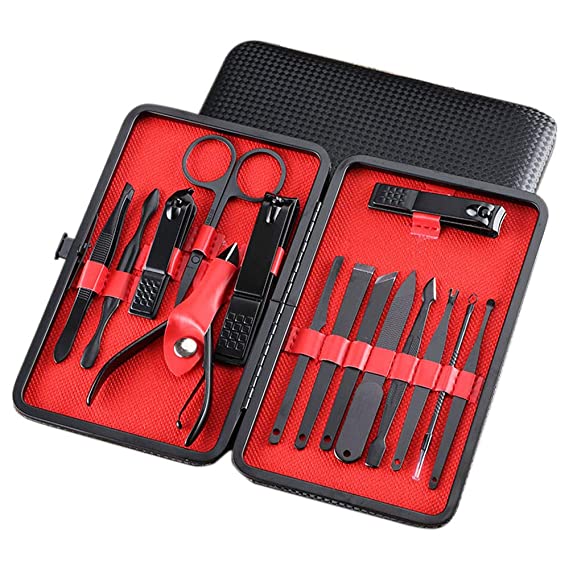 Manicure Nail Set 15 in 1 Stainless Steel Professional Pedicure Nail Kits Grooming Kit for Men Women