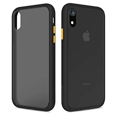 OCYCLONE iPhone XR Case, [Certified Military Protection] [Agile Button] Translucent Matte Case with Soft TPU Edges, Shockproof Anti-Drop Half Clear Protection Phone Case for iPhone XR - Black