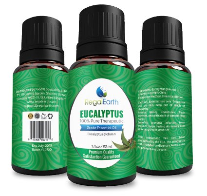 Eucalyptus Essential Oil Regal Earth - 100 Pure and Best for Health Aromatherapy Massage Relaxation - 30ml