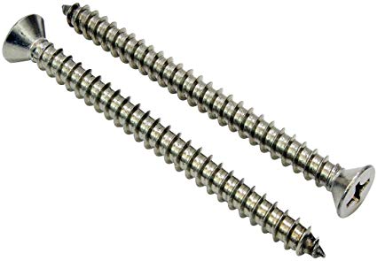 #14 X 3'' Stainless Flat Head Phillips Wood Screw, (25 pc), 18-8 (304) Stainless Steel Screw by Bolt Dropper