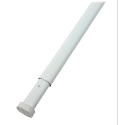 White Oval Spring Tension Rod. 5/8" Diamter. Adjustable From 28" to 48"
