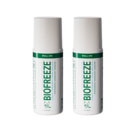 Biofreeze Pain Relief Gel, 3 Ounce Roll-On Applicator, Pack of 2, Original Green Formula, Pain Reliever