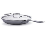 Culina 12 Fry Pan Tri-ply Bonded 1810 Stainless Steel Cookware with Lid Silver Dishwasher safe