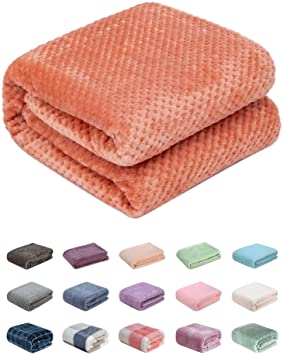 Fuzzy Blanket or Fluffy Blanket for Baby Girl or boy, Soft Warm Cozy Coral Fleece Toddler, Infant or Newborn Receiving Blanket for Crib, Stroller, Travel, Decorative (L-Grapefruit, Throw(50"x70")