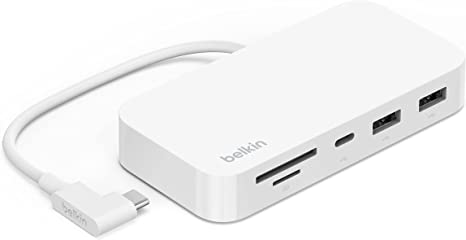 Belkin 6-in-1 USB Type C Hub, iMac 24 inch Rear Mounted Docking Station with SD & microSD Card Reader, Gigabit Ethernet, 2 USB A Ports, and USB C Port for Fast Data Transfers and Peripherals