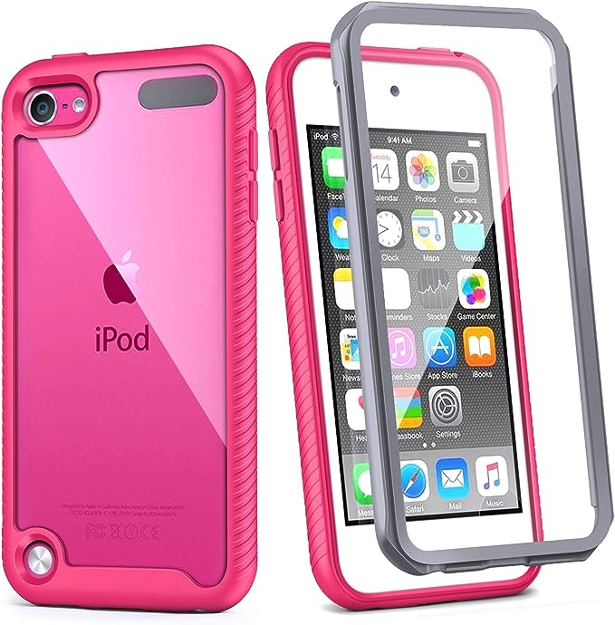 iPod Touch 7th Generation Case, IDweel Armor Shockproof Case Build in Screen Protector Heavy Duty Full Protection Shock Resistant Hybrid Rugged Cover for Apple iPod Touch 5/6/7th Generation, Rose