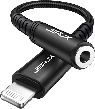 JSAUX Lightning to 3.5mm Female Headphone Jack Adapter, Apple MFi Certified iPhone Audio Dongle Cable Earbuds Headphone Converter Compatible with iPhone 11/11 Pro/11 Pro Max/SE/X XR XS XS Max 8-Black