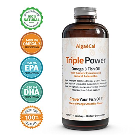 AlgaeCal Mango Flavored Triple Strength Omega 3 Fish Oil Supplement - 16 fl oz