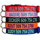 Custom Embroidered Dog Collars - Personalized ID Collars with Pet Name and Phone Number Adjustable Sizes with Plastic Snap Closure