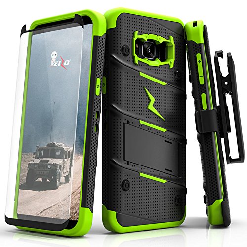 Samsung Galaxy S8 Case, Zizo [Bolt Series] w/ [Samsung Galaxy S8 Screen Protector] Kickstand [Military Grade DropTested] Holster Belt Clip - Galaxy S8