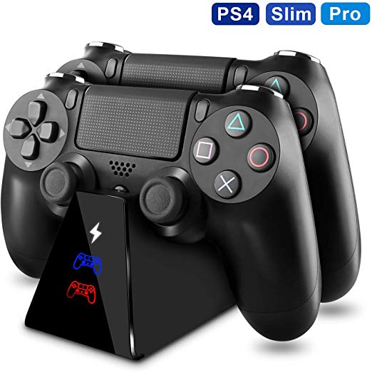 PS4 Controller Charger KINGTOP DualShock 4 Controller Charging Station Dock, Playstation 4 Charging Stand for Sony Playstation4 / PS4 / PS4 Slim / PS4 Pro Controller [Upgrade 2nd Generation ]