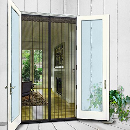 N-Green Magnetic Screen Door 36"x83" fits door up to 34"x82" Heavy Duty Mesh Curtain with Full Frame Velcro and Powerful Magnets that Snap Shut Automatically