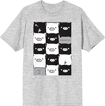 Monokuro Boo Stacked Characters Crew Neck Short Sleeve Athletic Heather Men's T-Shirt-XXL