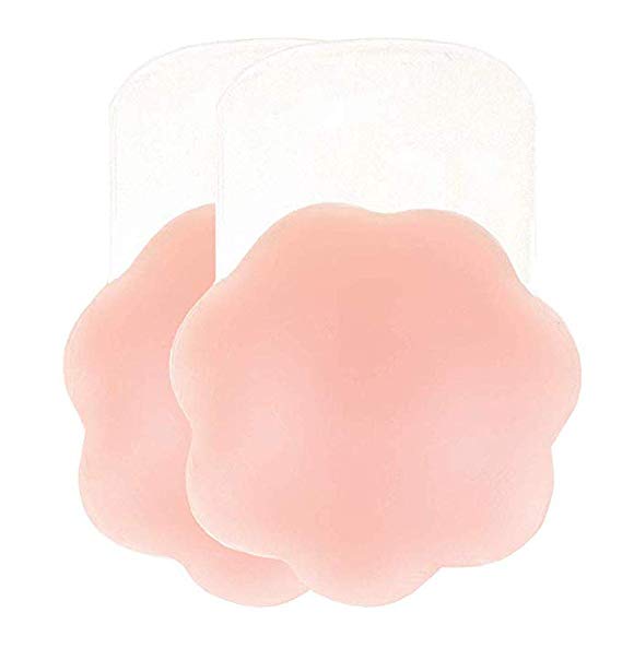 Silicone Nipple Cover Lift Invisible Breast Petals Adhesive Bra Reusable Nipple Covers for women (2 Pair Flower Petal)