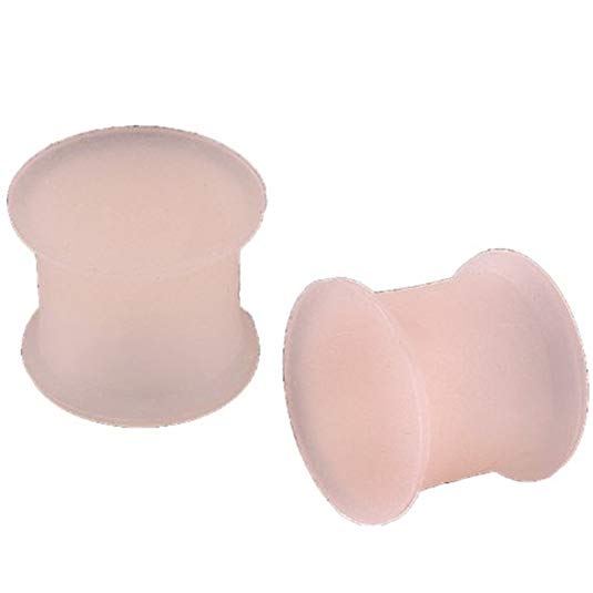 00G 10mm Skin Color Silicone Double Flared Tunnel Earplugs - Sold as a Pair