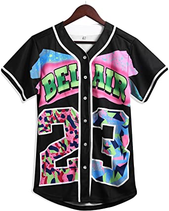 90s Bel Air Jersey Theme Party Hip Hop Fashion Blouses for Women #23#24#30 Baseball Jersey for Birthday Party, Club and Pub