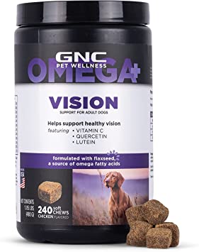 GNC Pets OMEGA Dog Supplements-Dog Vitamins and Supplements, Pet Supplements for Dog Health and Support-Chicken Flavored Dog Soft Chews-Dog Chews for Calming, Joint health, and More-Made in the USA