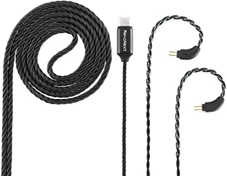 RevoNext Type C Detachable Cable,Newest QT2/QT2S/QT3S/QT5/RX8/RX8S Dedicated Cable 0.78mm 2-Pin Upgraded Cable Braided Cable with MIC