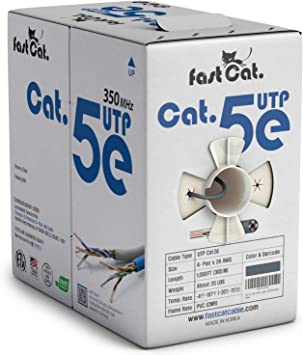 fastCat. Cat5e Ethernet Cable 1000ft - Insulated Bare Copper Wire Internet Cable with FastReel - 350MHZ / Gigabit Speed UTP LAN Cable - CMR (Gray)