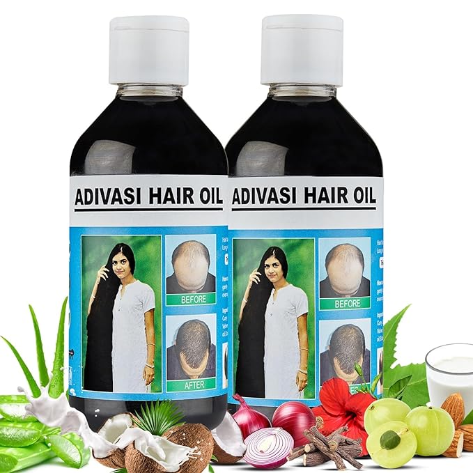 Orignal Adivasi Hair Growth Oil | Herbal Hair Oil | Strong Hair | dandruff treatment |Repairs Frizzy Hairs |Long And Healthy Oil |Nourishment oil | 200 ML(Pack of 2)