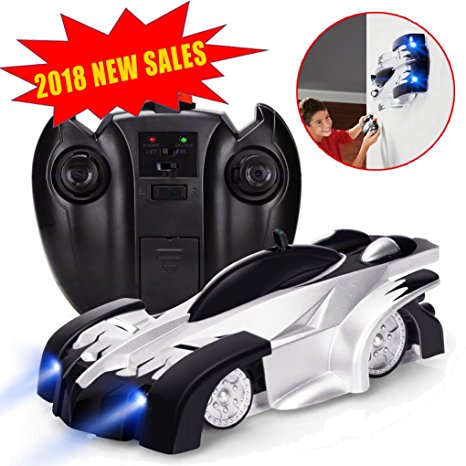 Remote Control Car Wall Climber RC Car - J-DEAL Mini Climbing Vehicle with Radio Control, Dual Mode 360° Rotating Stunt Car, Home Gravity Toy Car, Children Sport Racing Vehicle, Rechargeable Kids Elec