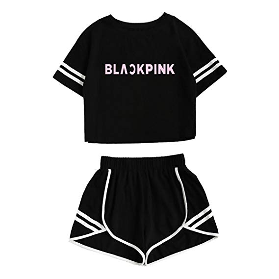 babyHealthy Kpop Blackpink Jennie Jisoo Lisa Rose T-Shirt  Running Shorts Two Piece Suit