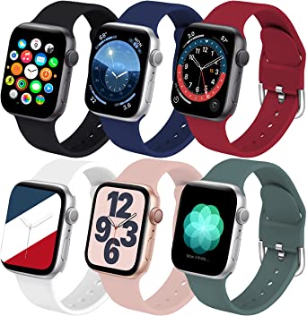 Sport Bands Compatible with for Apple Watch Band 38mm 40mm 42mm 44mm se case Women Men, Soft Silicone Replacement Bands Sport Strap Loop Bracelet for iWatch Apple Smart Watch Series 7 Series 6 5 4 3 2 1