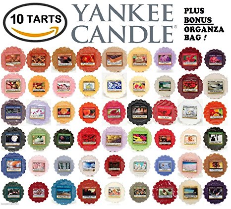 Yankee Candle Wax Tarts - Grab Bag of 10 Assorted Yankee Candle Wax Melts - Random Mixed Scents with BONUS yellow organza bag