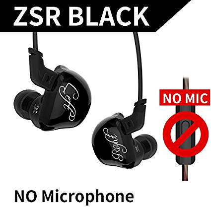 KZ ZSR Six Drivers in Ear Earphone Armature and Dynamic Hybrid Headset HiFi Bass with Replaced Cable Noise Cancelling Earbuds (Without Mic, Black)