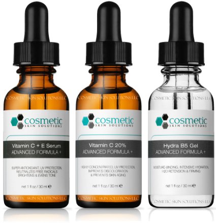 3 combo pack - CE Ferulic serum + Vitamin C 20% + Hydrating B5 Gel Advanced Formula +. Prevent / Hydrate - 1 fl oz / 30 ml each - Advanced antioxidant treatment with hydrating gel.