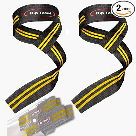 Rip Toned Lifting Straps (Pair) - Normal or Small Wrists - Bonus Ebook - Cotton Padded - Weightlifting, Xfit, Bodybuilding, Strength Training, Powerlifting