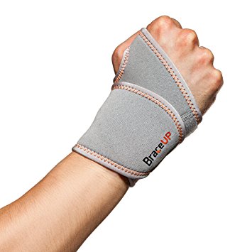 BraceUP Adjustable Wrist Support, One Size Adjustable (Silver)