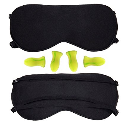 SleepAngel@ 100% Natural Silk Sleep Mask/Eye Mask with 2 Adjustable Straps,2 pairs Earplugs
