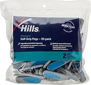 Hills Soft Grip Pegs 50 Pieces Set, Grey/Blue