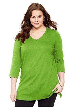 Women's Plus Size Three Quarter Sleeve Perfect Tee