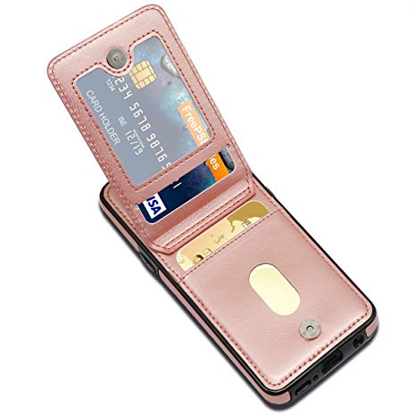 LakiBeibi Wallet Phone Case for Galaxy S9 Plus Dual Layer Lightweight Premium Leather with Card Slots Magnetic Lock Folio Flip Protective Cover for Samsung Galaxy S9 Plus 6.2 Inch (2018) - Rose Gold