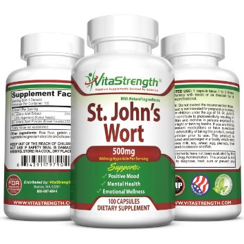 Premium St Johns Wort - 500mg x 100 Capsules - Saint Johns Wort Extract for Mood Support - Promotes Mental Health and Eases Symptoms of Anxiety and Depression
